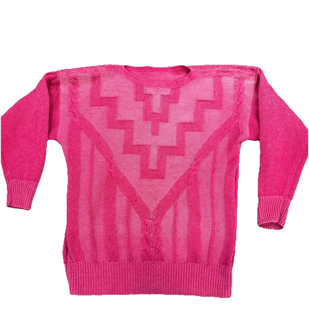 Vintage Pink German Wool Blend Retro Ski Sweater Pink, Wool Blend, Size SX/S